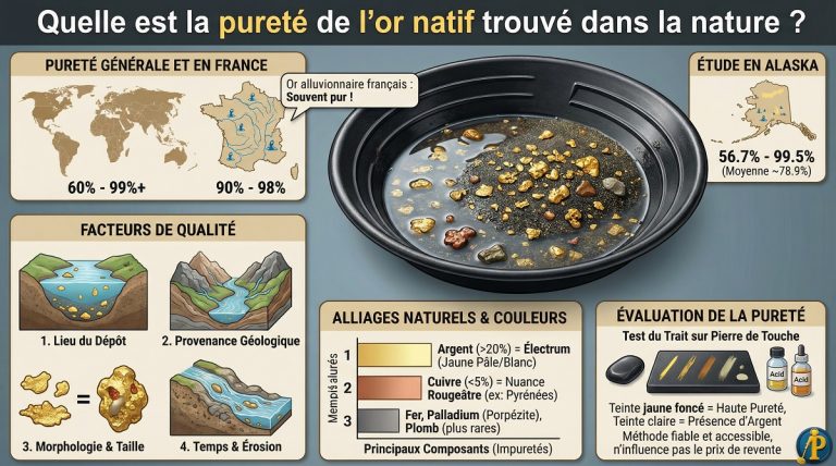 Quel est la pureté de l'or natif trouvé dans la nature