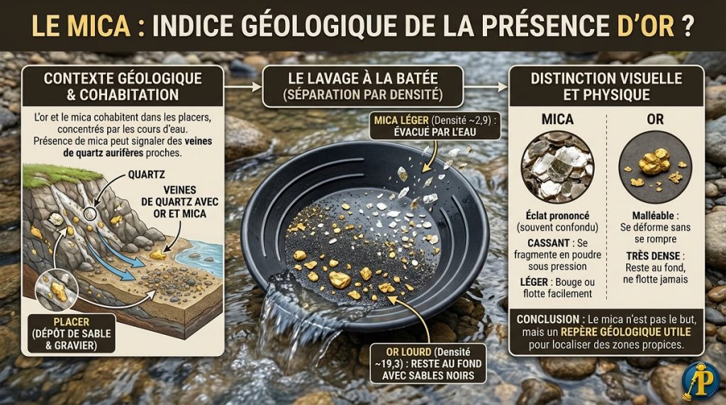 Le mica est-il un bon indice de la présence d'or ? 4 Comparaison entre le mica et l'or dans les placers alluviaux pour comprendre les indices géologiques en orpaillage