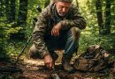 Un détectoriste en foret , expérimenté balayant un champ dégagé avec son détecteur de métaux, illustrant l'efficacité et la maximisation des trouvailles en détection de loisir.