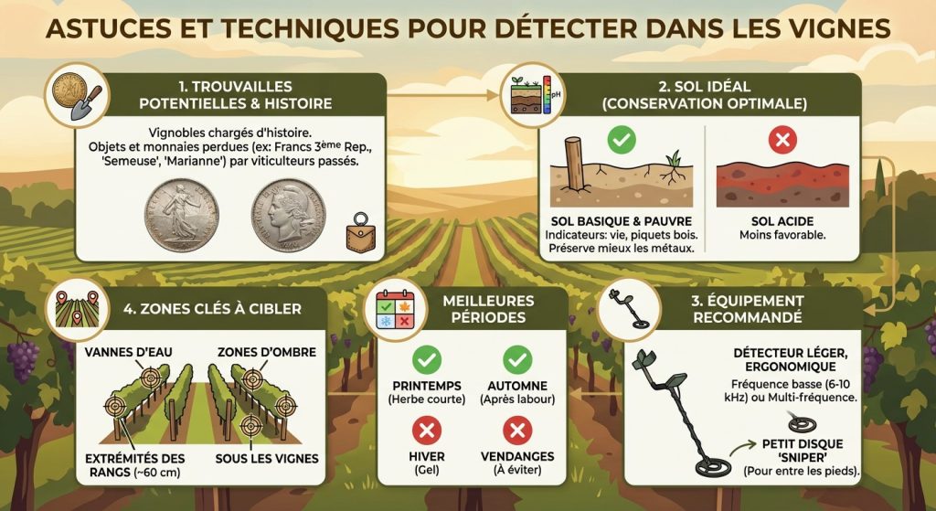 Astuces et techniques pour détecter dans les vignes infographie